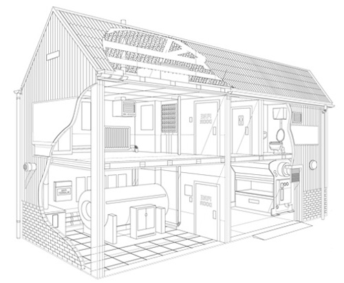 line drawing of commercial property